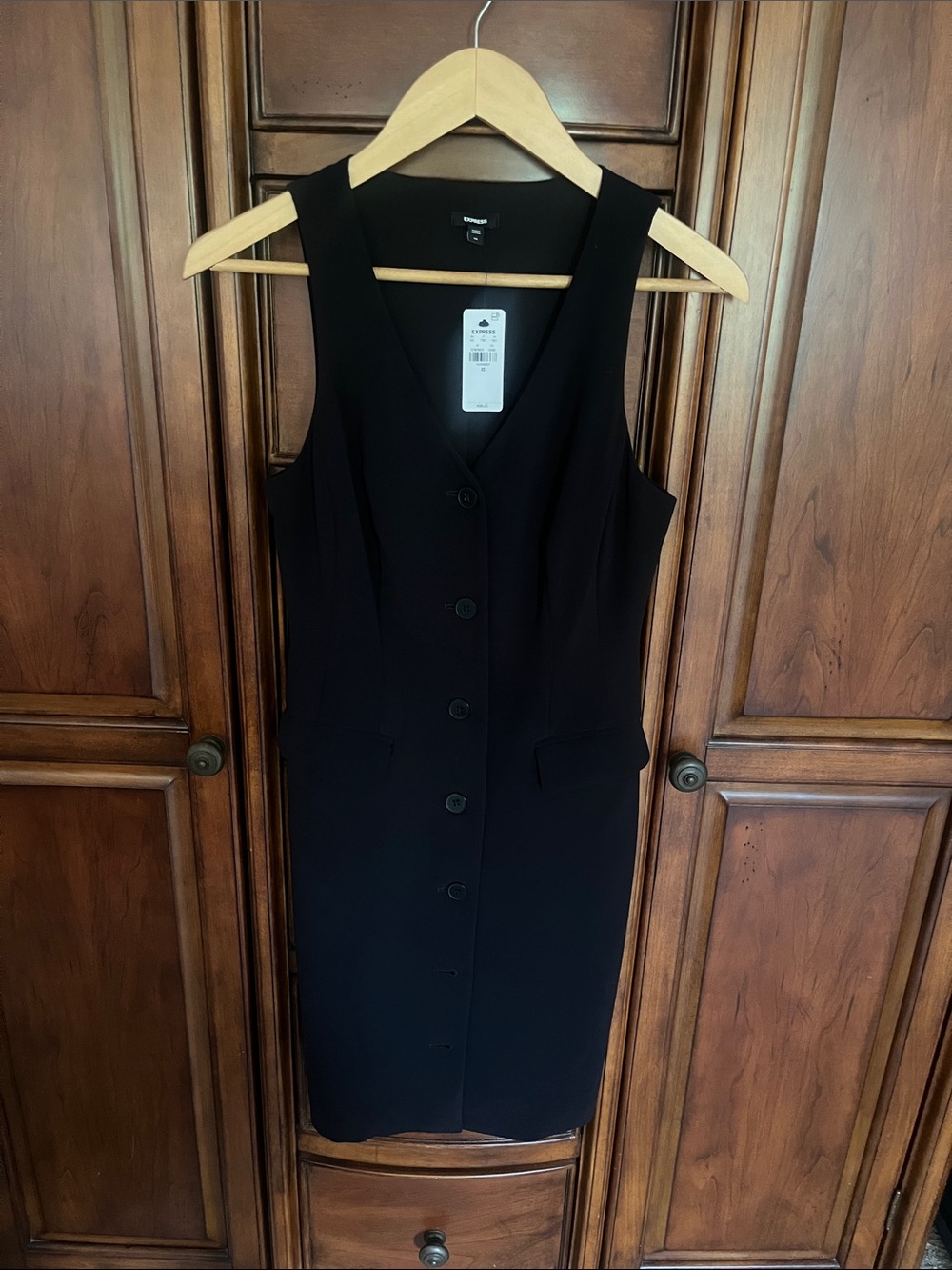 Express Black Sleeveless Button-Front Midi Dress